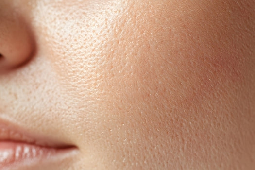 Close up of pores on woman's face