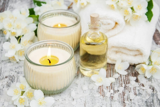 Skin superfood ingredient oil with candles