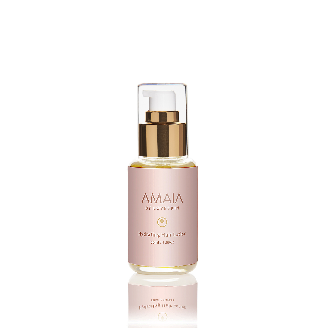 Bottle of hydrating Hair Lotion Amaia by LoveSkin natural haircare