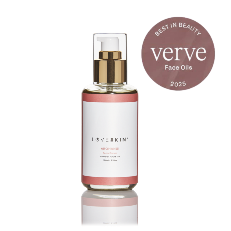 Best In Face Oils Winner 100mL Arohanui for dry/mature skin serum on clear cut background