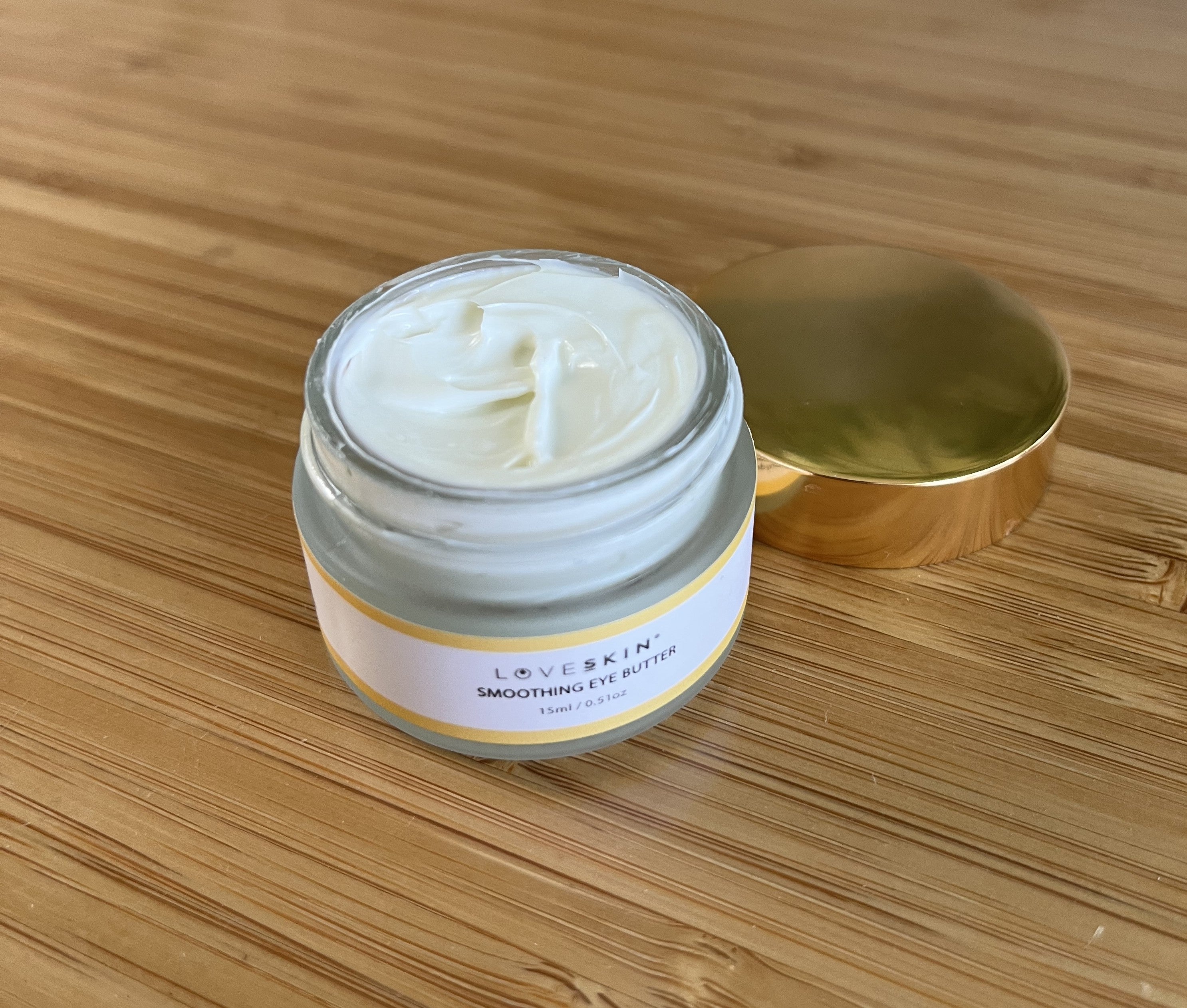 Jar of LOVESKIN's hydrating eye butter