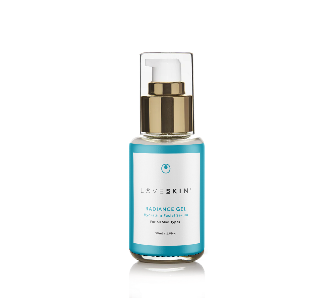 50ml bottle Facial Moisturiser – lightweight hydrating gel serum on white background