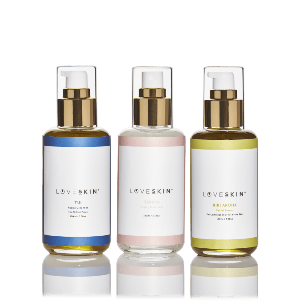 Acne and combination skincare ritual 3 100ml products on transparent background
