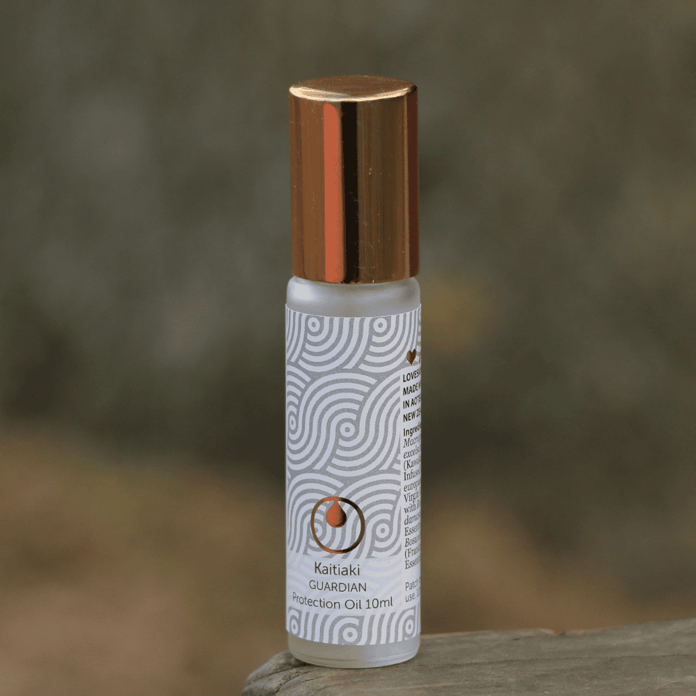 Close up of the Kaitiaki Emotional Protection Oil with a natural background