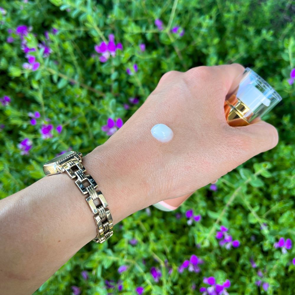 A drop of the Amaia by LoveSkin Coconut and Jasmine hair smoothing cream