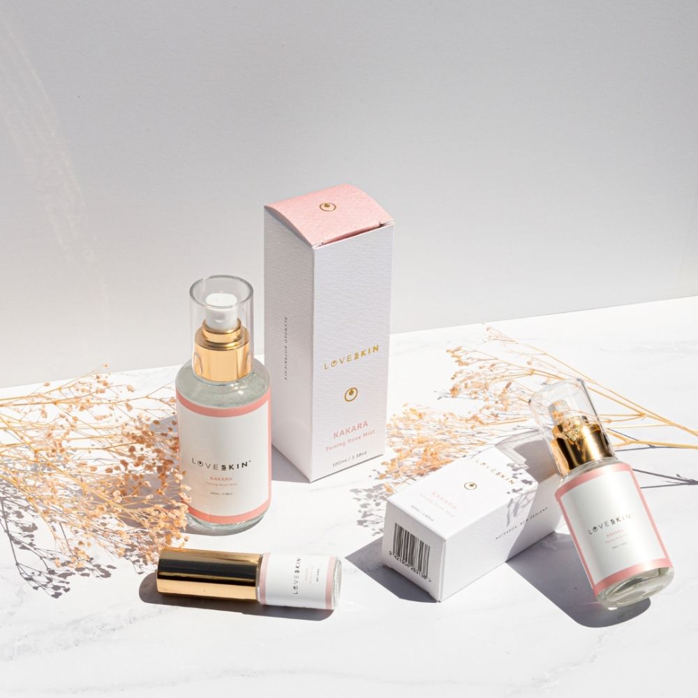 Kakara rose hydrating facial mist in various bottle sizes
