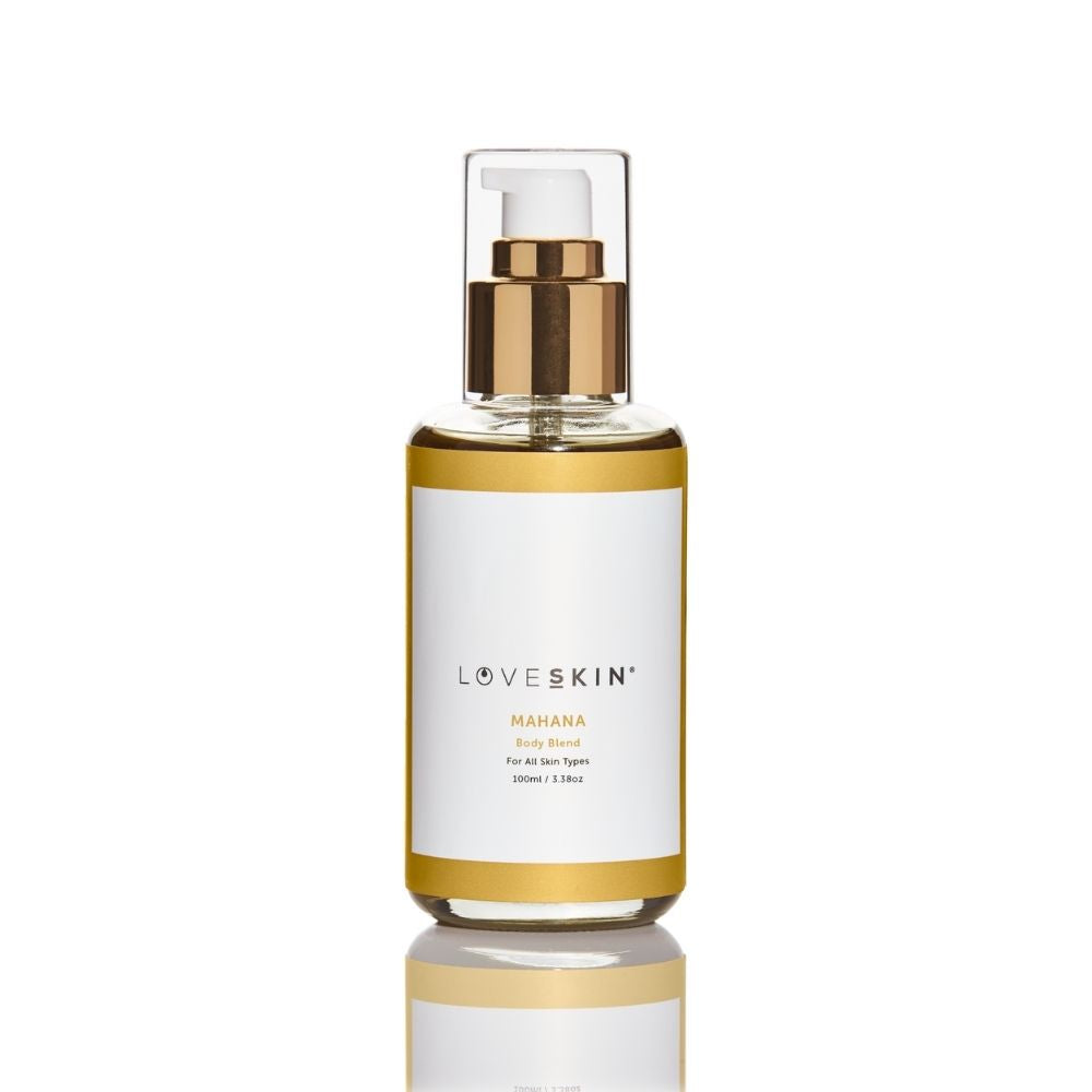 LoveSkin Mahana Body Oil 100ml – nourishing natural body blend for all skin types, hydrates and restores smooth, radiant skin with botanical oils.