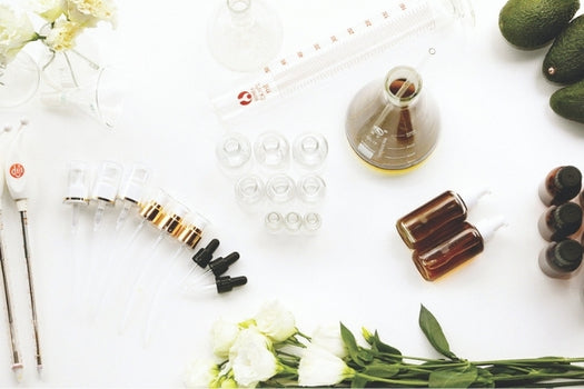 Natural skincare making equipment laid out