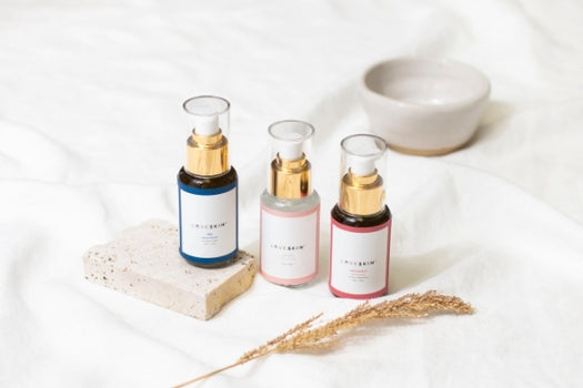 3-step natural skincare ritual on a tray