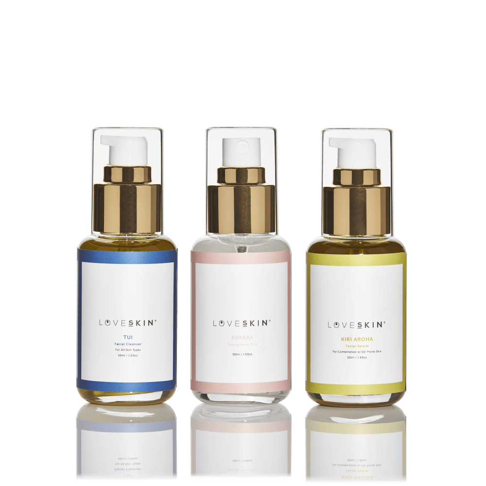 Acne and combination skincare ritual 3 50ml products on transparent background