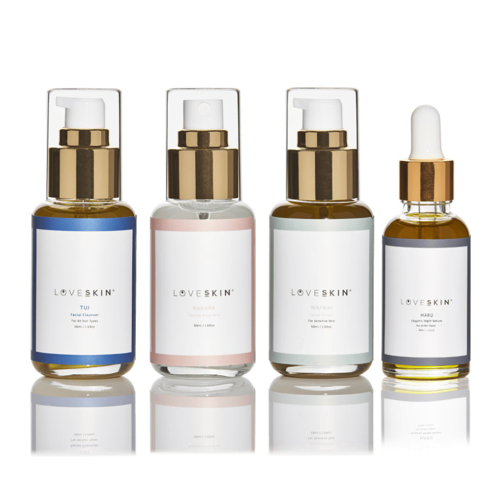 Sensitive Advanced Routine for redness and reactive skin with cleanser, rose mist, facial oil and night serum