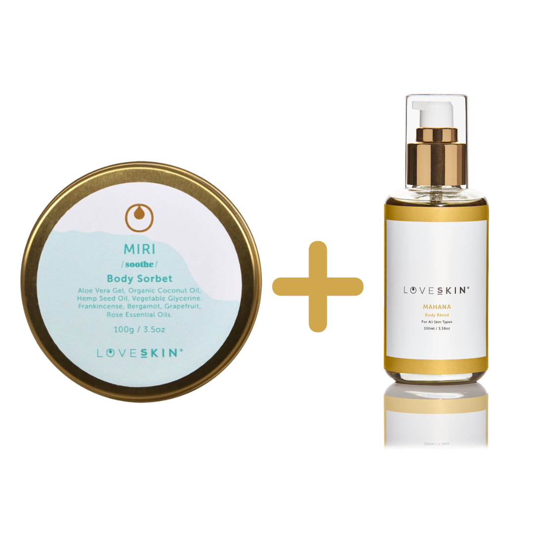 Natural Body Moisturiser Sorbet Mahana Body Oil Set by loveskin nz
